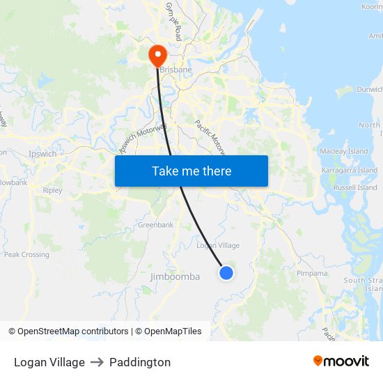 Logan Village to Paddington map