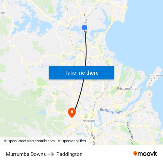 Murrumba Downs to Paddington map