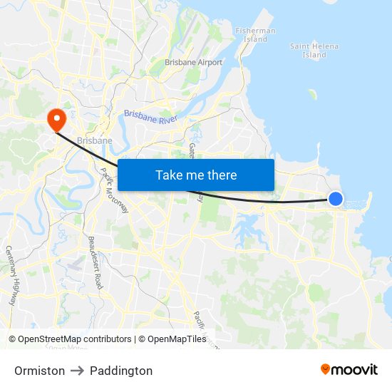 Ormiston to Paddington map