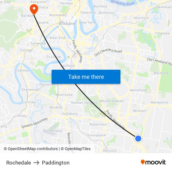 Rochedale to Paddington map
