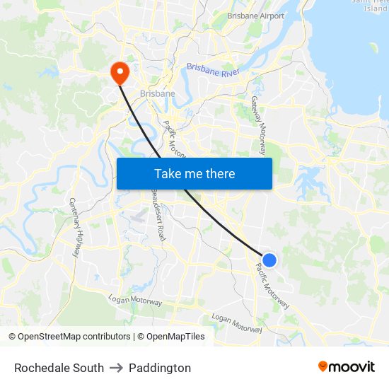 Rochedale South to Paddington map