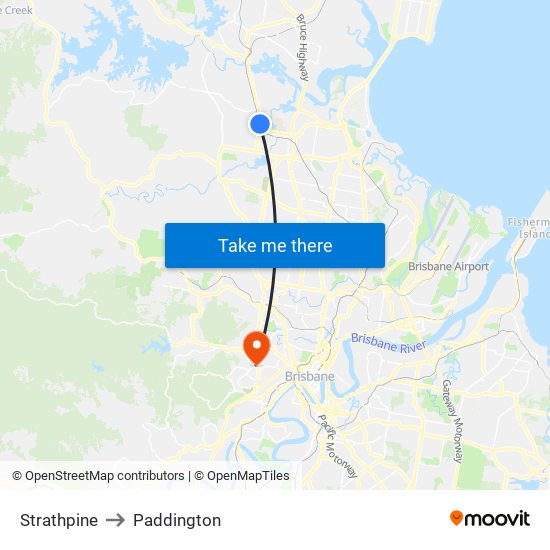 Strathpine to Paddington map