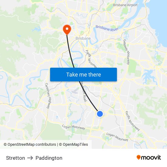 Stretton to Paddington map