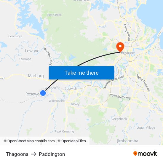 Thagoona to Paddington map