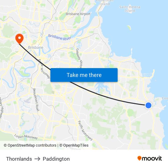 Thornlands to Paddington map