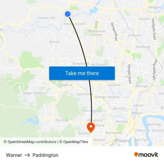 Warner to Paddington map