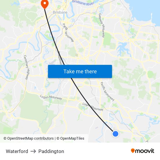 Waterford to Paddington map