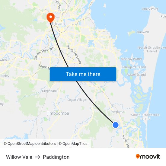 Willow Vale to Paddington map