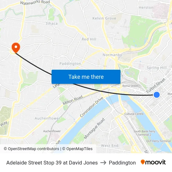 Adelaide Street Stop 39 at David Jones to Paddington map