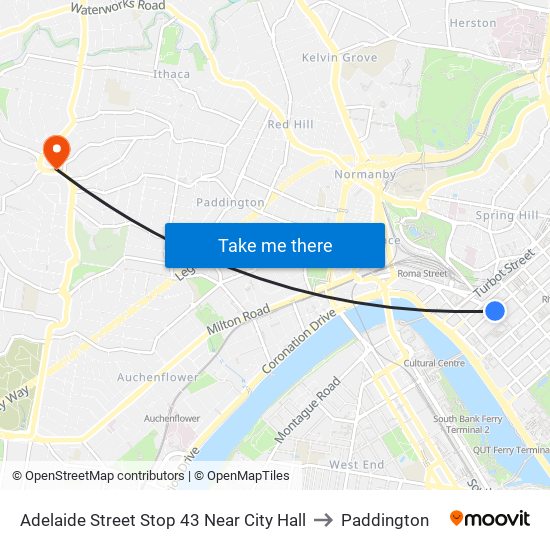 Adelaide Street Stop 43 Near City Hall to Paddington map