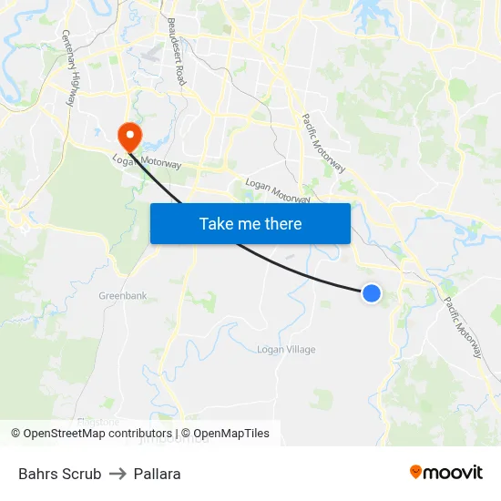 Bahrs Scrub to Pallara map