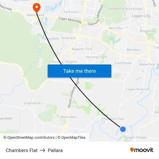 Chambers Flat to Pallara map