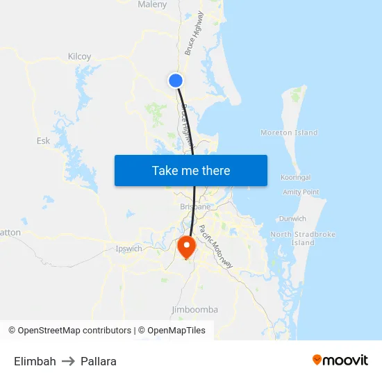 Elimbah to Pallara map