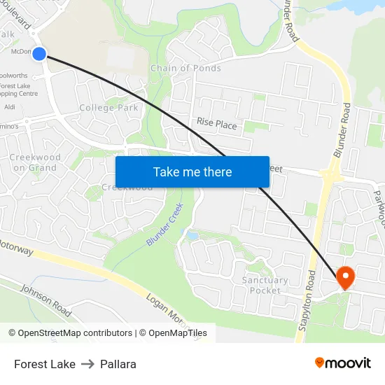 Forest Lake to Pallara map