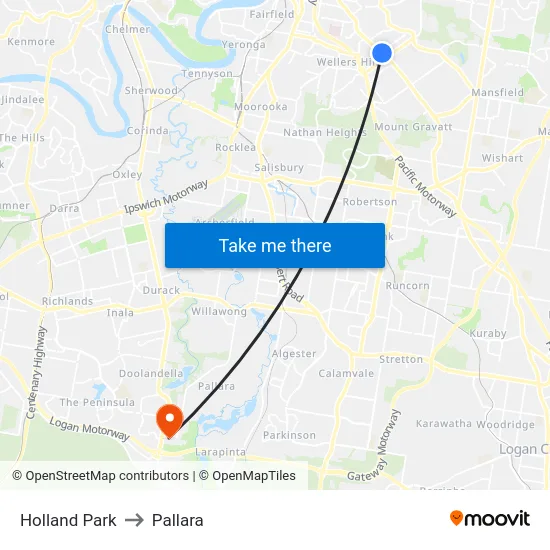 Holland Park to Pallara map