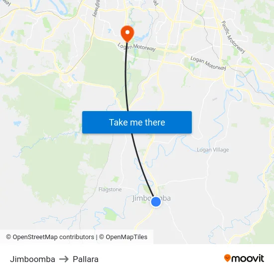 Jimboomba to Pallara map