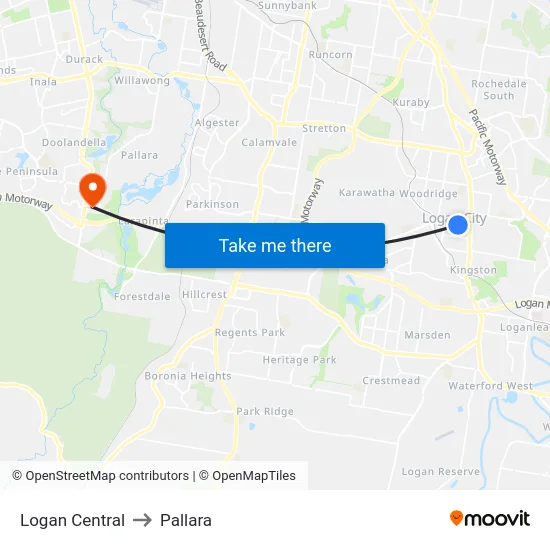 Logan Central to Pallara map