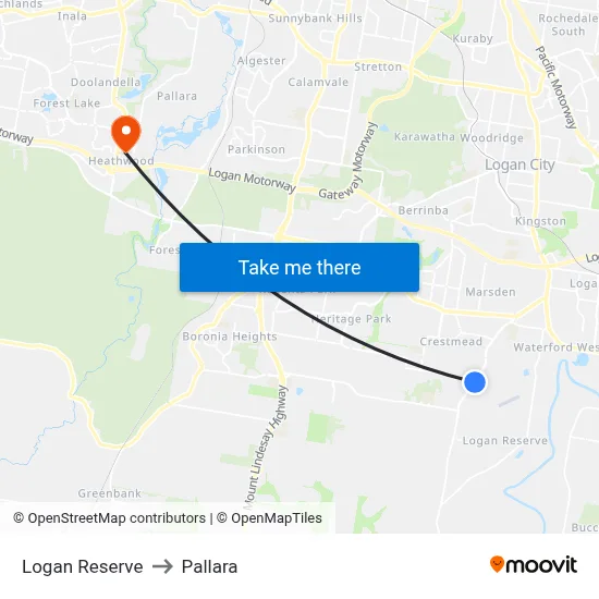 Logan Reserve to Pallara map