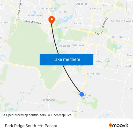 Park Ridge South to Pallara map