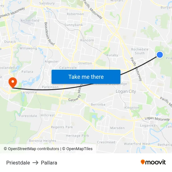 Priestdale to Pallara map