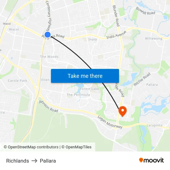 Richlands to Pallara map