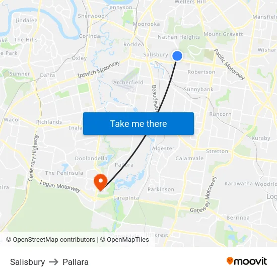 Salisbury to Pallara map