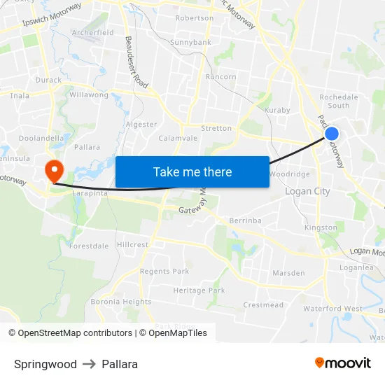 Springwood to Pallara map
