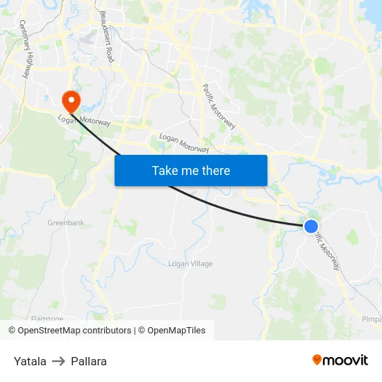 Yatala to Pallara map