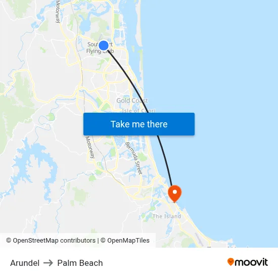Arundel to Palm Beach map