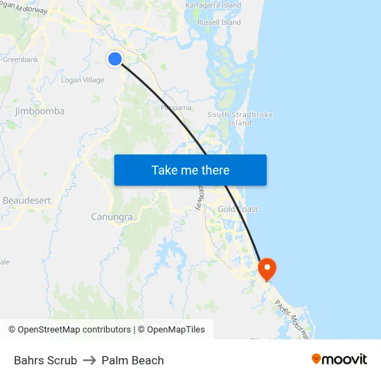 Bahrs Scrub to Palm Beach map