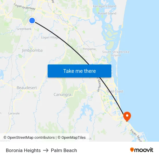 Boronia Heights to Palm Beach map
