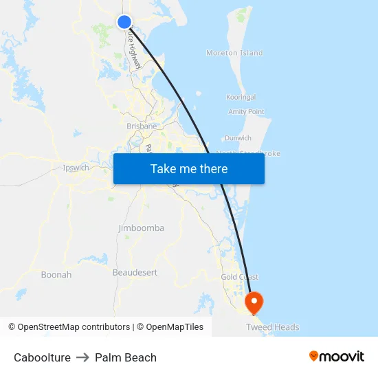 Caboolture to Palm Beach map