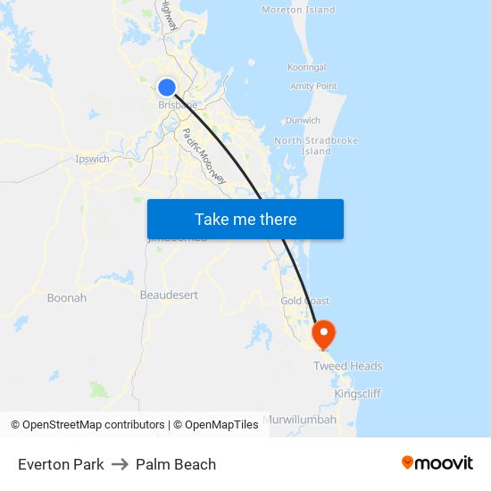 Everton Park to Palm Beach map