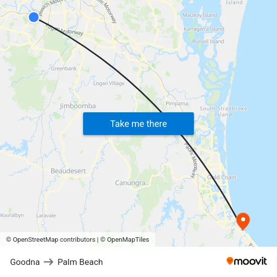 Goodna to Palm Beach map
