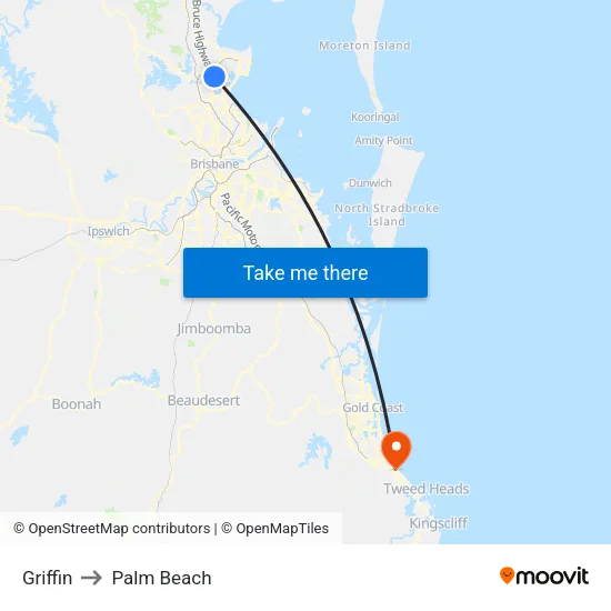 Griffin to Palm Beach map