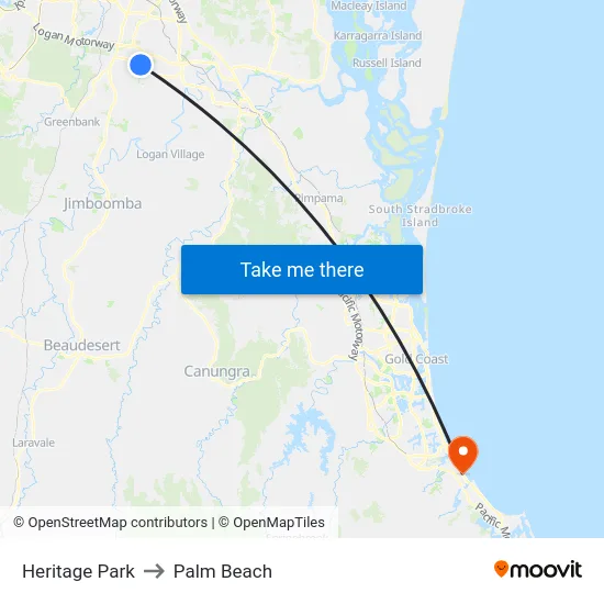Heritage Park to Palm Beach map