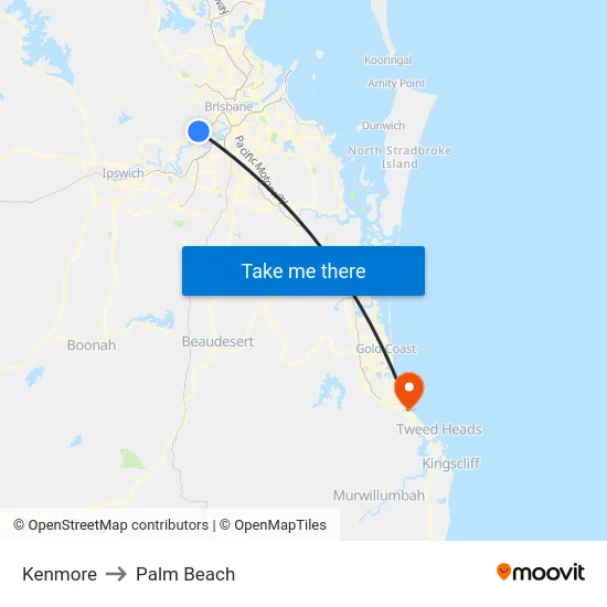 Kenmore to Palm Beach map