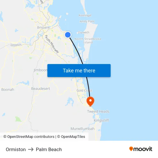 Ormiston to Palm Beach map
