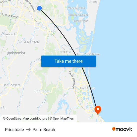 Priestdale to Palm Beach map