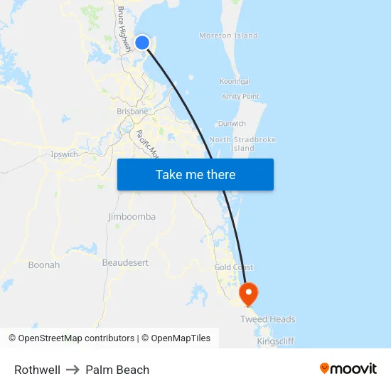Rothwell to Palm Beach map