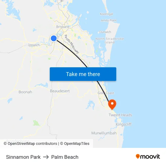 Sinnamon Park to Palm Beach map
