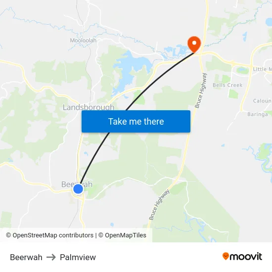 Beerwah to Palmview map