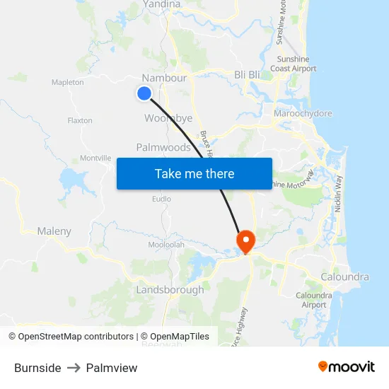 Burnside to Palmview map