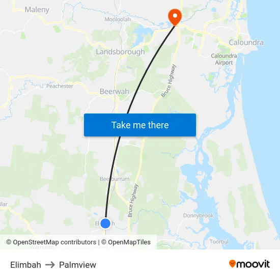 Elimbah to Palmview map
