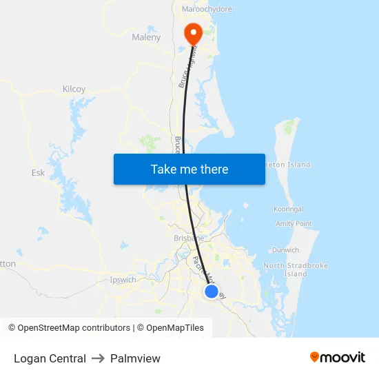 Logan Central to Palmview map