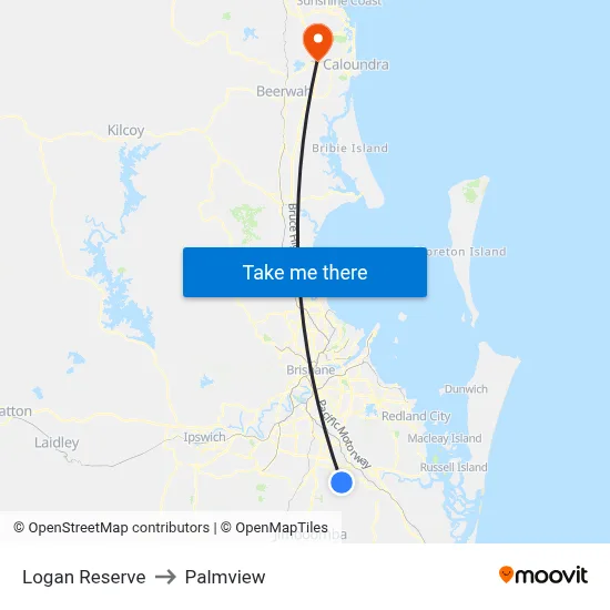 Logan Reserve to Palmview map