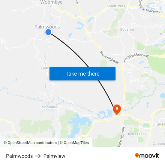 Palmwoods to Palmview map