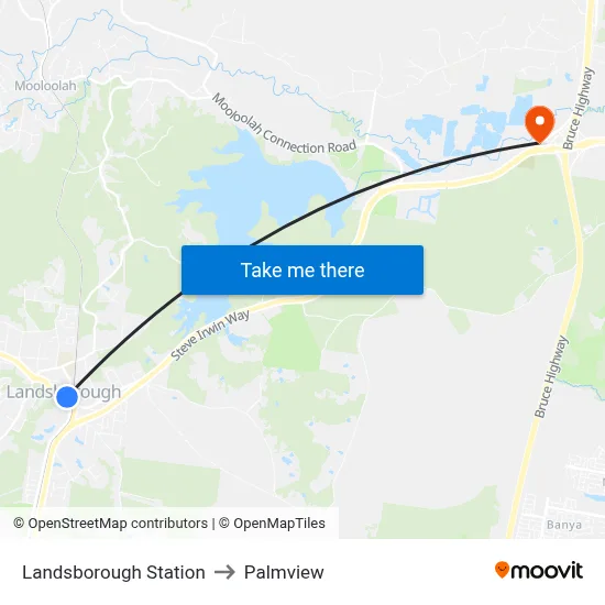 Landsborough Station to Palmview map