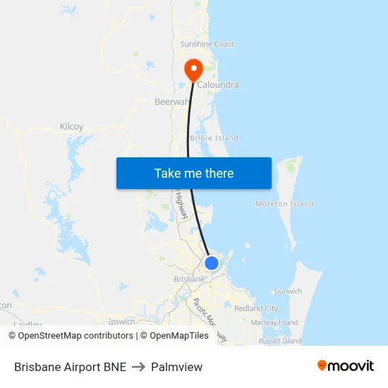 Brisbane Airport BNE to Palmview map