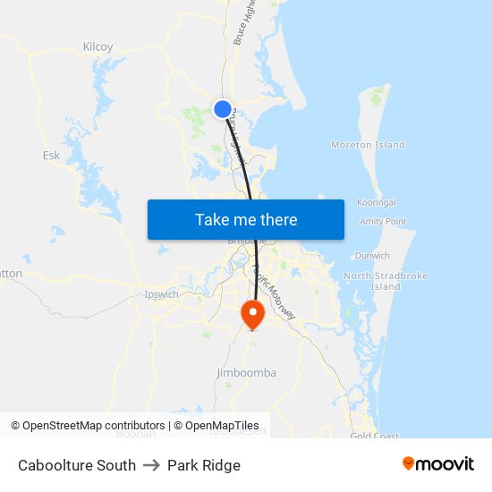 Caboolture South to Park Ridge map